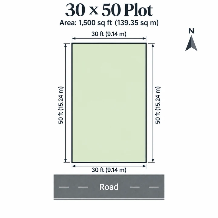 Prestige Chapparakallu Road 30 x 50 ft plot plan, 1,500 sq ft (9.14 x 15.24 m) - launch figure